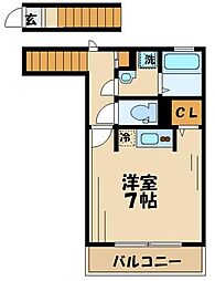 アネックス成城 2階ワンルームの間取り