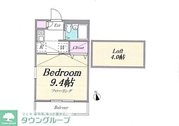 小田急小田原線 世田谷代田駅 徒歩12分の賃貸アパート 2階ワンルームの間取り
