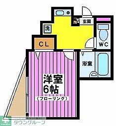京王線 仙川駅 徒歩15分の賃貸マンション 1階1Kの間取り