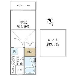 京王線 飛田給駅 徒歩4分の賃貸アパート 2階1Kの間取り