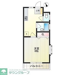 京王線 つつじヶ丘駅 徒歩6分の賃貸アパート 1階1Kの間取り