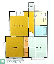 サンハウス 2階2DKの間取り