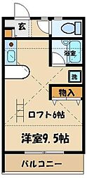 小田急小田原線 狛江駅 徒歩13分の賃貸アパート 2階ワンルームの間取り