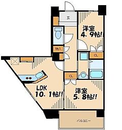 京王線 上北沢駅 徒歩5分の賃貸マンション 1階2LDKの間取り