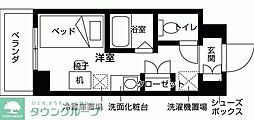 京王線 仙川駅 徒歩9分の賃貸マンション 2階ワンルームの間取り