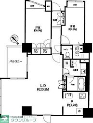 グローリオ蘆花公園　テラス棟 7階2LDKの間取り