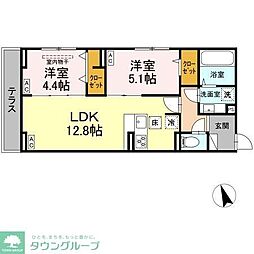 JR総武線 三鷹駅 徒歩16分の賃貸アパート 3階2LDKの間取り