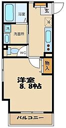 小田急小田原線 経堂駅 徒歩8分の賃貸アパート 2階1Kの間取り