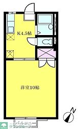 小田急小田原線 祖師ヶ谷大蔵駅 徒歩18分の賃貸アパート 2階1Kの間取り