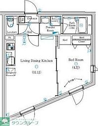 小田急小田原線 経堂駅 徒歩4分の賃貸マンション 1階1LDKの間取り