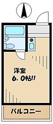 京王線 明大前駅 徒歩6分の賃貸マンション 3階ワンルームの間取り