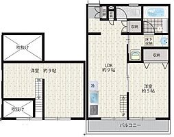 京王線 柴崎駅 徒歩3分の賃貸アパート 2階2LDKの間取り