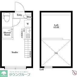 ハーモニーテラス永福II 1階ワンルームの間取り