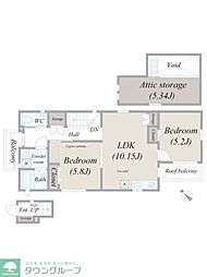 小田急小田原線 千歳船橋駅 徒歩7分の賃貸アパート 2階2LDKの間取り