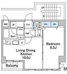 京王線 桜上水駅 徒歩3分の賃貸マンション 5階1LDKの間取り