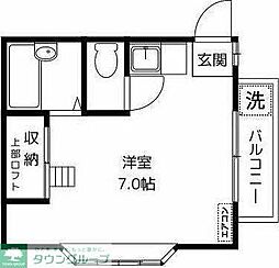 京王線 調布駅 徒歩5分の賃貸アパート 2階ワンルームの間取り