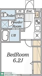 京王線 芦花公園駅 徒歩8分の賃貸アパート 1階1Kの間取り