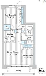 小田急小田原線 成城学園前駅 徒歩9分の賃貸マンション 2階2LDKの間取り