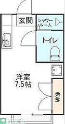 京王線 明大前駅 徒歩5分の賃貸アパート 2階ワンルームの間取り