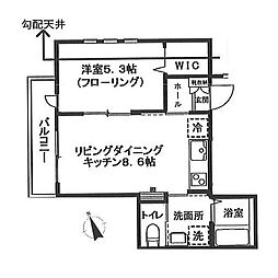 京王井の頭線 浜田山駅 徒歩14分の賃貸マンション 3階1LDKの間取り