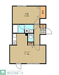小田急小田原線 狛江駅 徒歩11分の賃貸アパート 3階1LDKの間取り