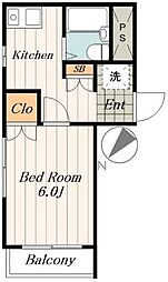東急世田谷線 宮の坂駅 徒歩4分の賃貸マンション 3階1Kの間取り