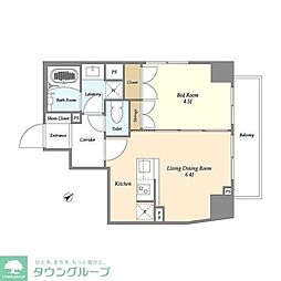京王線 幡ヶ谷駅 徒歩4分の賃貸マンション 5階1LDKの間取り
