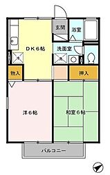 JR総武線 三鷹駅 徒歩16分の賃貸アパート 1階2DKの間取り