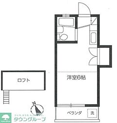 東急世田谷線 上町駅 徒歩13分の賃貸アパート 2階ワンルームの間取り