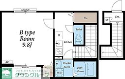 JR中央線 三鷹駅 徒歩22分の賃貸アパート 2階1Kの間取り