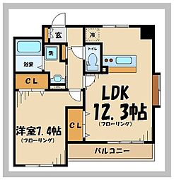 京王線 多磨霊園駅 徒歩12分の賃貸マンション 3階1LDKの間取り