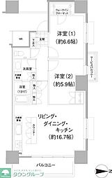 JR中央線 武蔵境駅 徒歩3分の賃貸マンション 6階2LDKの間取り
