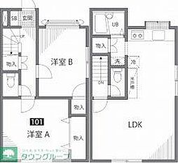 グローヴハウスNORTH棟 1階2LDKの間取り