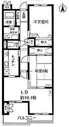 小田急小田原線 成城学園前駅 バス8分 ＮＨＫ技術研究所下車 徒歩4分の賃貸マンション 5階2LDKの間取り