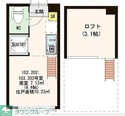 京王線 笹塚駅 徒歩9分の賃貸アパート 1階ワンルームの間取り