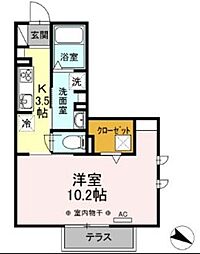 京王井の頭線 浜田山駅 徒歩6分の賃貸アパート 1階1Kの間取り