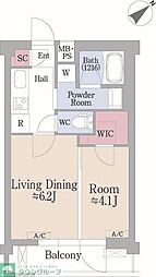 京王線 初台駅 徒歩9分の賃貸マンション 4階1LDKの間取り
