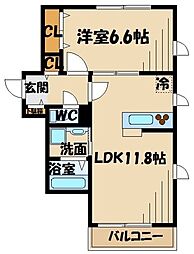 京王線 多磨霊園駅 徒歩15分の賃貸アパート 1階1SLDKの間取り