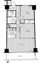 京王井の頭線 高井戸駅 徒歩6分の賃貸マンション 3階2LDKの間取り