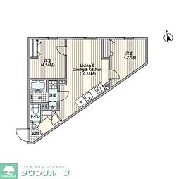 京王線 笹塚駅 徒歩8分の賃貸マンション 3階2LDKの間取り