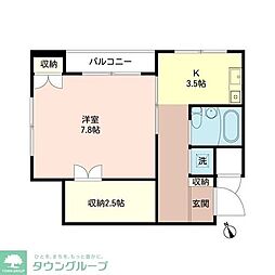 PIER豪徳寺-2 1Kの間取図画像