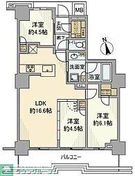 ブリリアタワー聖蹟桜ヶ丘ブルーミングレジデンス 2LDKの間取図画像