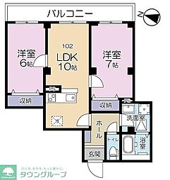 世田谷区船橋2丁目マンション 2LDKの間取図画像