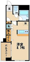マートルコート調布コアシティ ワンルームの間取図画像