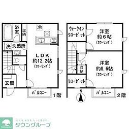 CASASERENAB 2LDKの間取図画像