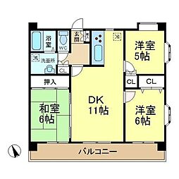 ドミールリビオン 3LDKの間取図画像