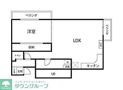 クローネ北沢 1LDKの間取図画像