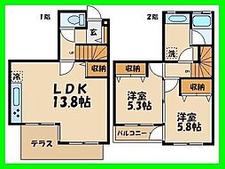 グリーンガーデン成城 2LDKの間取図画像