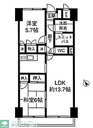 プラザ・パレットグランドール武戸野 2LDKの間取図画像
