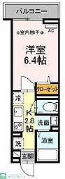 セレスティア北烏山 1Kの間取図画像